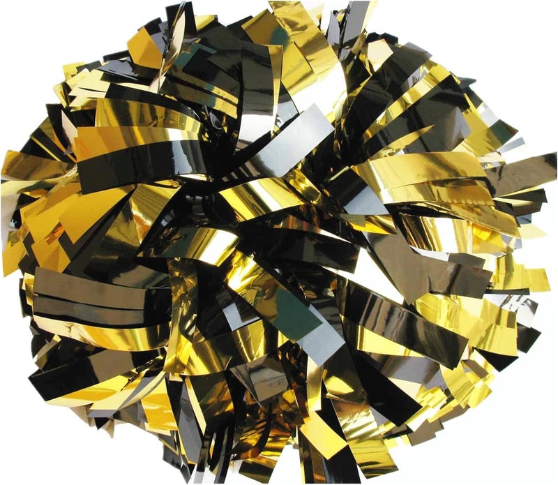 GUIFIER 2 Pack 6 Inches Metallic Cheerleading Pom Poms, Cheer Pom Pom with Baton Handle, Pompoms Cheerleader for Kids Girls Cheering Squad - Image 1